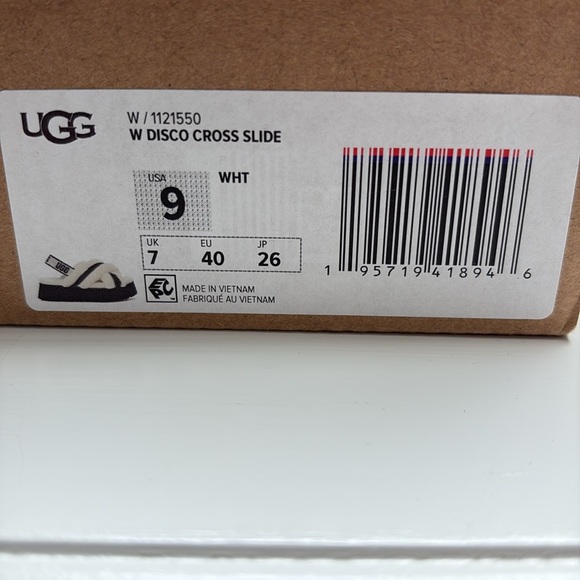 UGG Disco Cross Slide Brand New in Box w/Tag Size 9 Black White - Picture 5 of 9